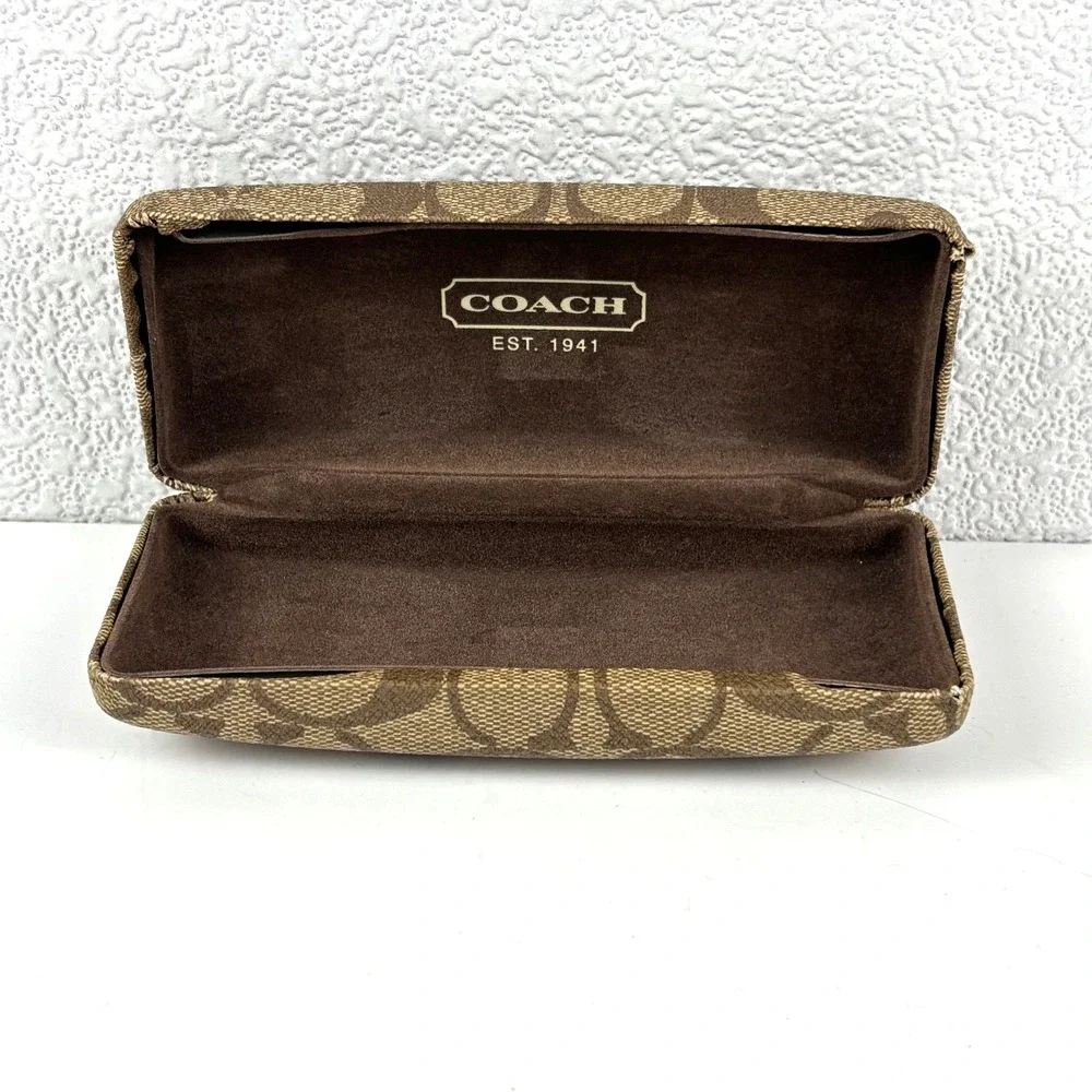 Coach Signature Eyewear Case Unisex Brown Monogram Hard Shell Desiger Luxury